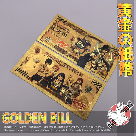 (FT-03GBILL) GRAY Fairy Tail Anime Golden Japanese Yen Bill