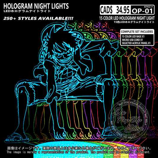 (OP-01) One Piece Hologram LED Night Light