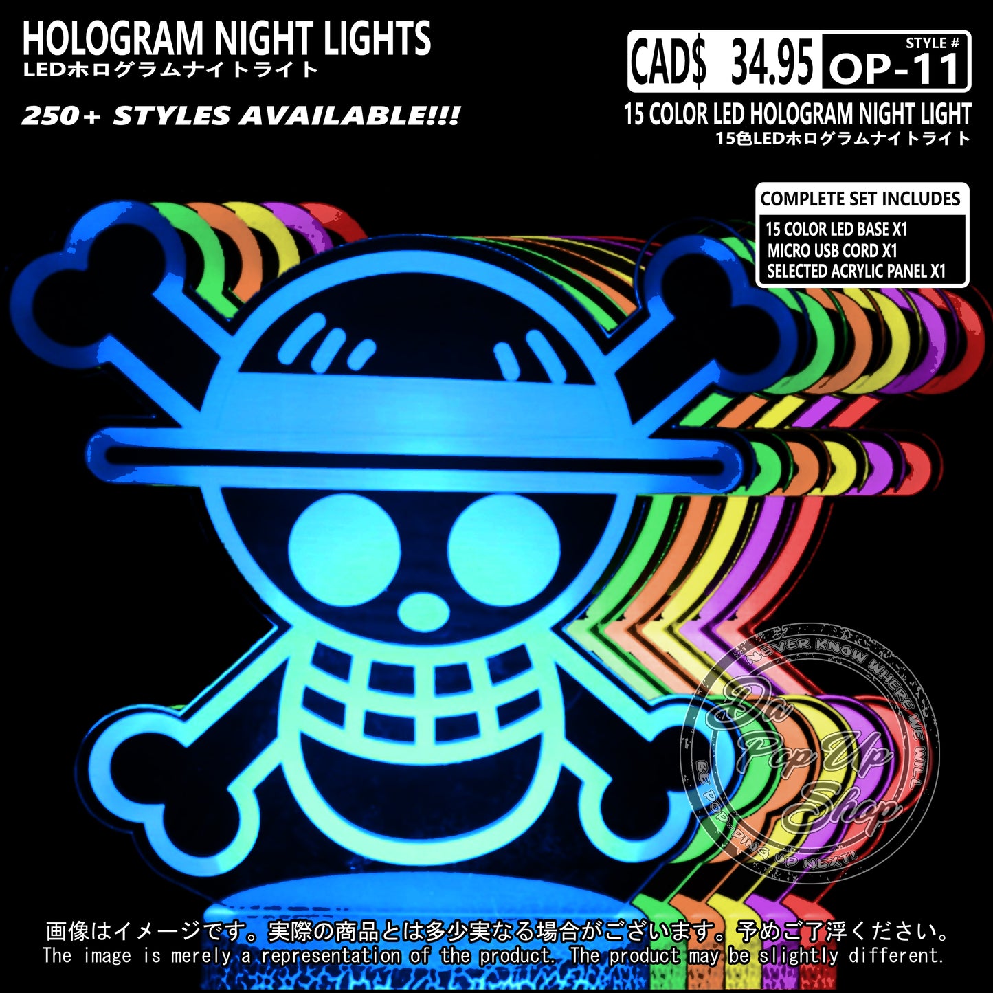 (OP-11) One Piece Hologram LED Night Light