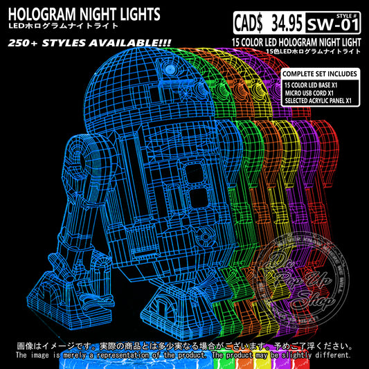 (SW-01) R2-D2 Star Wars Hologram LED Night Light