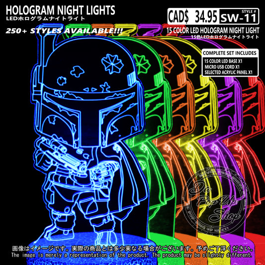 (SW-11) BOBA FETT Star Wars Hologram LED Night Light