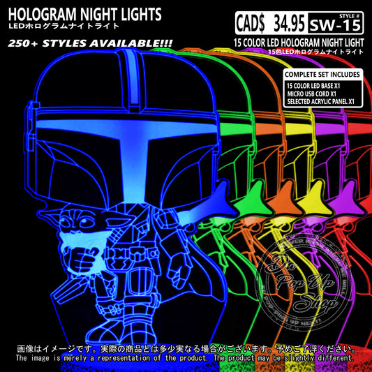 (SW-15) MANDALORIAN Star Wars Hologram LED Night Light