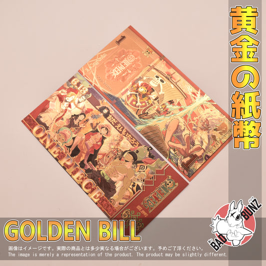 (OP-14GBILL) GEAR 5 LUFFY One Piece Anime Golden Japanese Yen Bill