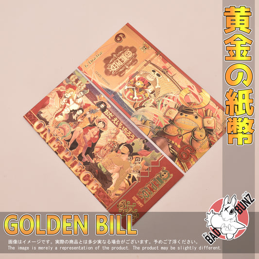 (OP-19GBILL) TONY TONY CHOPPER One Piece Anime Golden Japanese Yen Bill