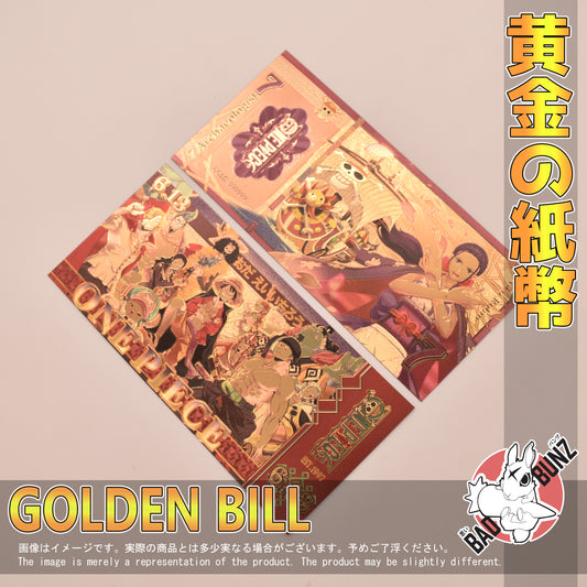 (OP-20GBILL) NICO ROBIN One Piece Anime Golden Japanese Yen Bill