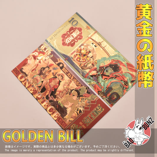 (OP-23GBILL) JINBE One Piece Anime Golden Japanese Yen Bill