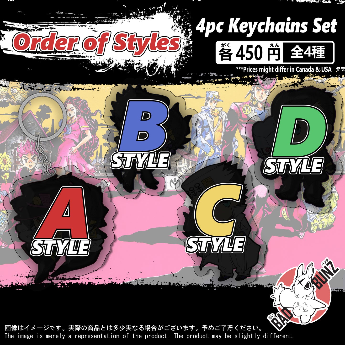 (JOJO-01KC) Jojo's Bizarre Adventure Anime Double-Sided Acrylic Keychain Set